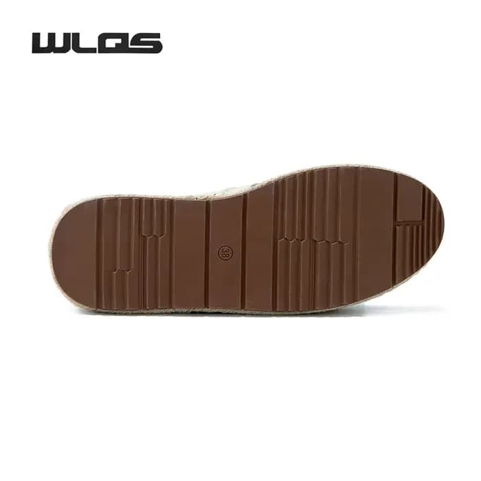 WLQS Sandales Femme en Cuir Véritable avec Semelle en Corde de Jute