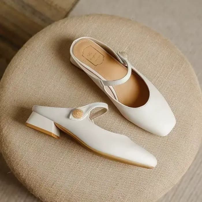 Nouvelles Escarpins Slingback Femme 2026 Noir Beige Élégants à Talons Carrés Épais – Chaussures