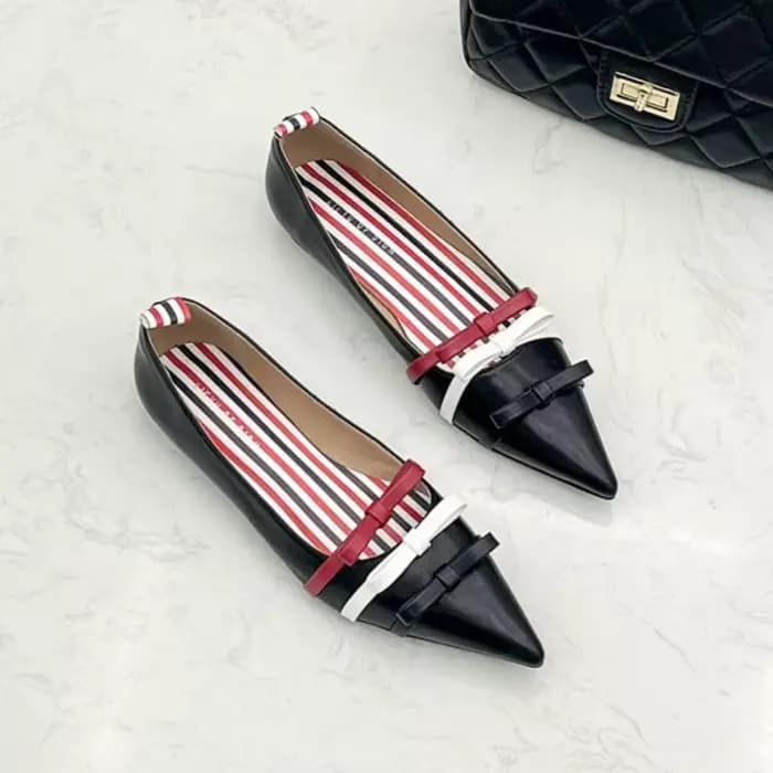 Nouvelles Chaussures Femme 2026 – Élégantes Chaussures Décontractées Françaises pour Femme, Chaussures Plates à Bout Pointu avec Nœud Exquis, Chaussures de Créateur, Zapatos Mujer