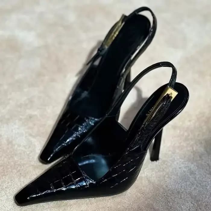 Escarpins à talons aiguilles pointus en cuir verni pour femmes
