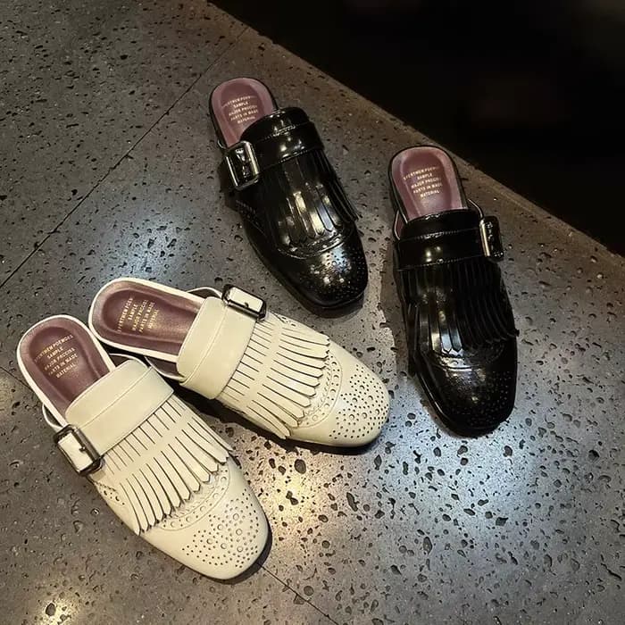 2025 nouvelles Mules d'été femmes sandales chaussures pour femmes bout carré talon bas femmes pantoufles couverture orteil Slingback glands sandales