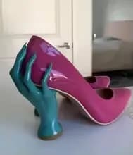 Chaussures à talons pointus en cuir verni style punk pour femme, avec support spécial pour la cheville, à enfiler, grandes tailles, pour Halloween