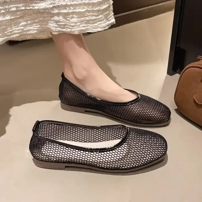 Maille Mary Jane chaussures pour femmes 2025 printemps nouvelle Niche bout rond bouche peu profonde plat Ballet
