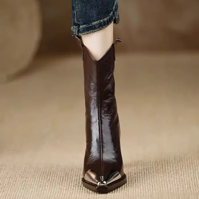 Bottines à bout carré en métal pour femmes