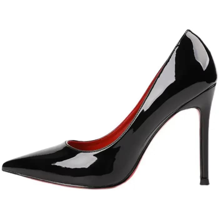Chaussures à talons hauts en cuir verni rouge pour femme, collection printemps-été-automne, à talon bas, bout pointu, rehaussantes