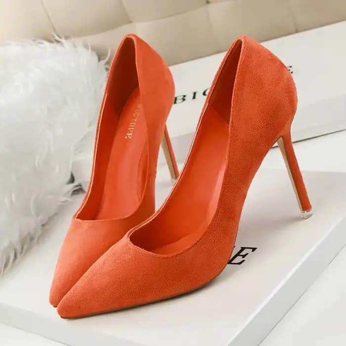 Femmes élégant troupeau Orange violet soirée Banquet fête pompes dame classique Scarpin nouveau bordeaux 9 cm talons hauts chaussures grande taille