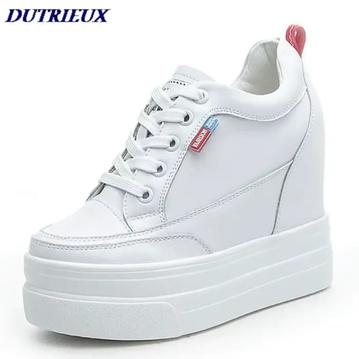 11cm 2025 plate-forme baskets à semelles compensées chaussures d'été en cuir véritable Air Mesh creux femmes blanc