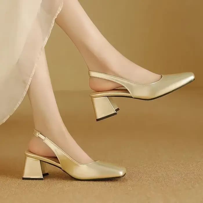 Sandales Slingback élégantes pour femmes, chaussures d'été, rose, noir, nu, talons moyens, escarpins à bout fermé, chaussures de fête au bureau, grande taille 45