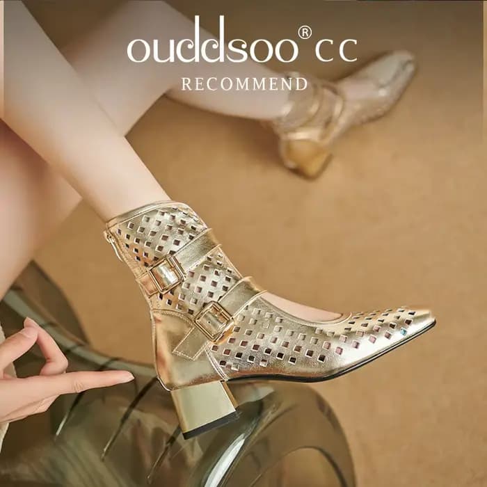 Ods Sexy marque de luxe or gladiateur sandales plate-forme Beige été maille grille bottines