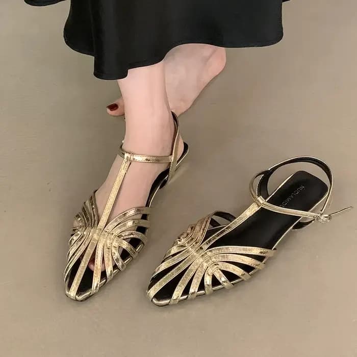 Bailamos 2026 Nouvelle Collection Été Sandales Femme Tendance à Bride Fine Talon Bas Style Gladiateur Bout Pointu avec Boucle Cheville