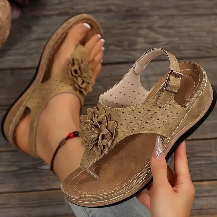 Sandales florales pour femmes 2025 – Chaussures compensées d'été à plateforme