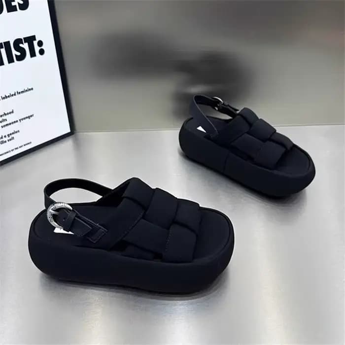 Sandales gladiateur pour femmes, semelle souple, bout ouvert, mode décontractée, en cuir, hauteur augmentée, plateforme plate, sandales de plage, été