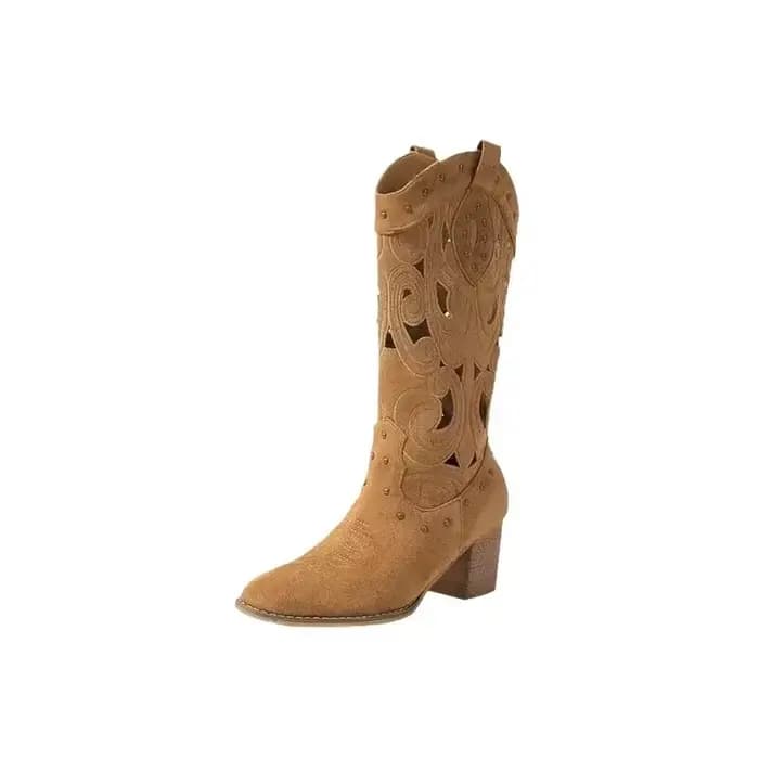Bottes de cowboy en cuir PU pour femmes