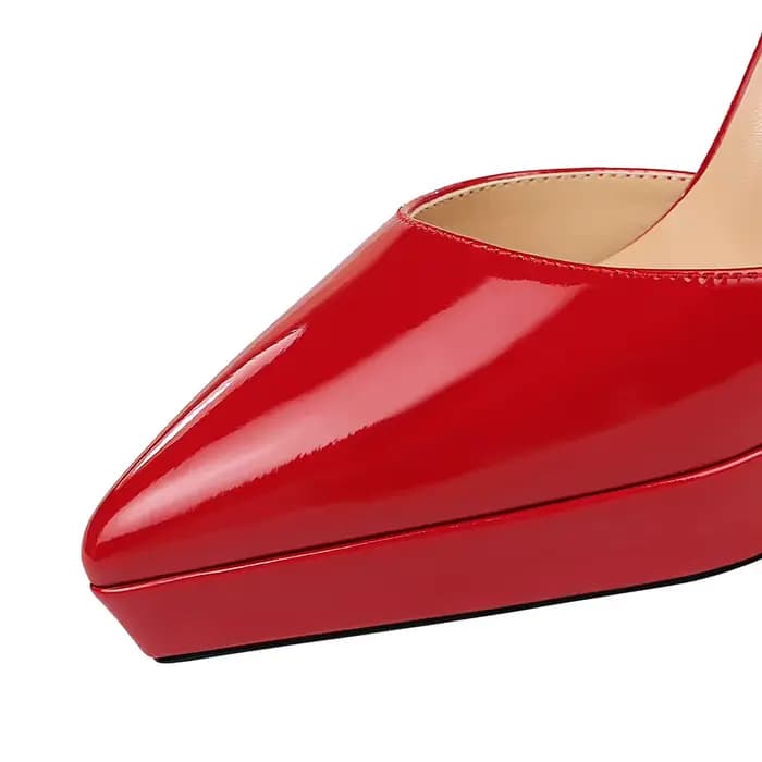 Femmes 10.5cm talons hauts dame Sexy boucle droite plate-forme pompes femme élégant en cuir