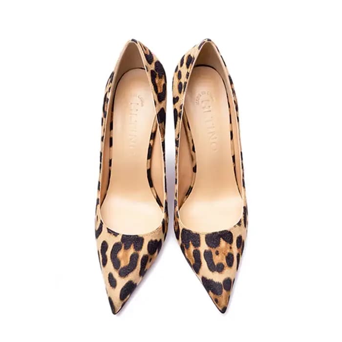HLTINO mode léopard pompes femmes printemps chaussures à talons hauts Stiletto semelle rouge