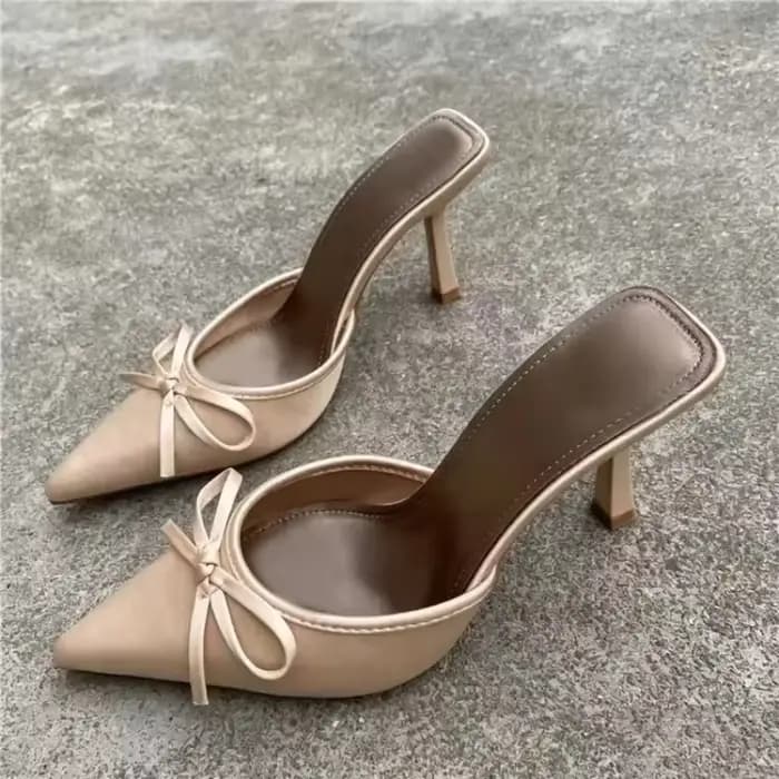 Mules d'été confortables et élégantes à bout pointu avec nœud papillon