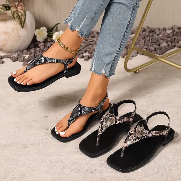 Sandales de gladiateur à motif serpent pour femmes