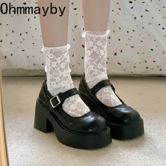Chaussures Mary Jane noires y2k à talon pour femmes