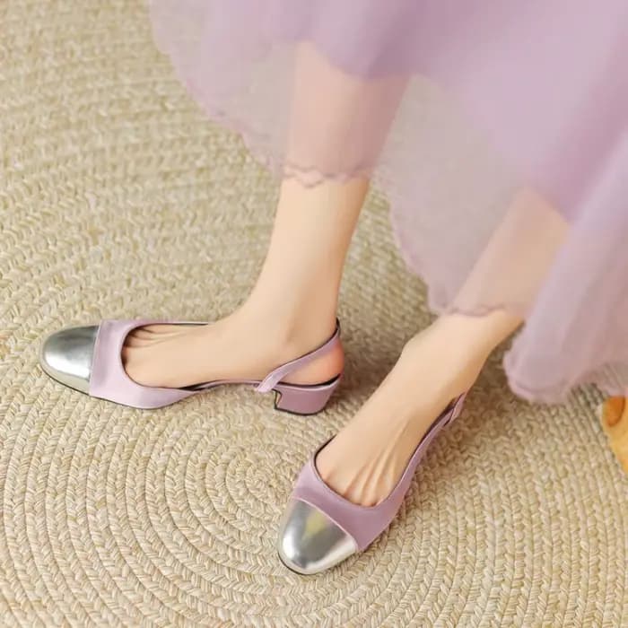 Leshion de Chanmeb femmes sandales en cuir véritable marque de luxe mélange de couleurs bloc talons chaussures dame Slingbacks pompes sandale bureau fête