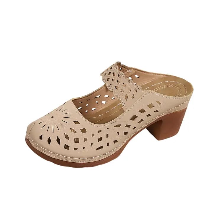 Talon bas compensés pour femmes pantoufles pour femmes à la mode et polyvalentes talon moyen épais semelle souple creux fermé b®соножки жletiе