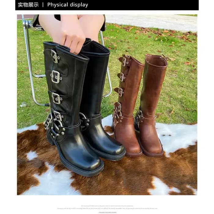 Bottes de moto à plateforme haute pour femmes