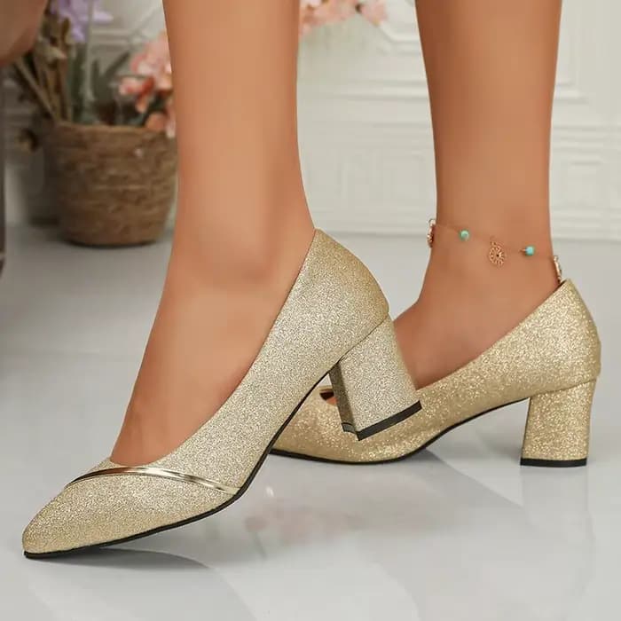 Sandales à talons hauts scintillantes or et argent pour femme