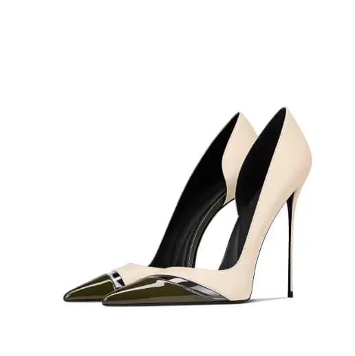 Nouvelles sandales à talons hauts bleu marine à bout pointu et découpes latérales