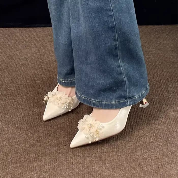 Chaussures de mariage en Satin blanc pour femmes
