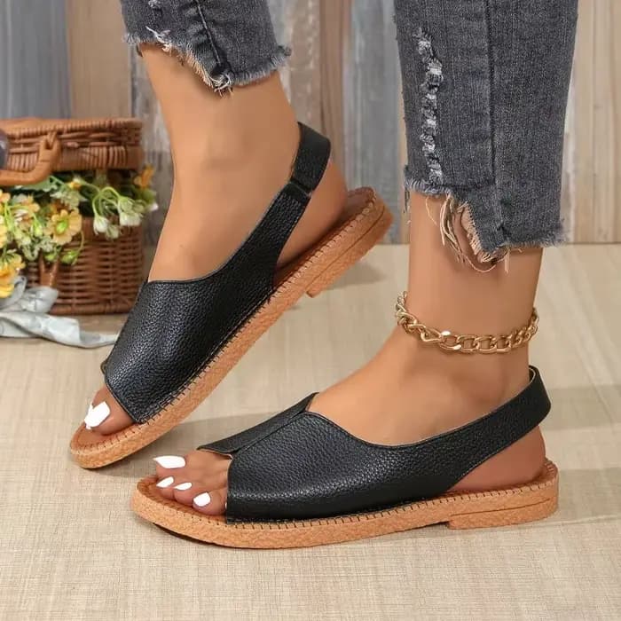 Sandales plates d'été pour femmes, chaussures d'extérieur confortables et ouvertes, nouvelle collection
