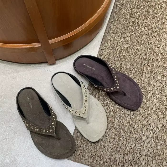 Sandales à talon épais rétro pour femmes, style estival polyvalent, sandales plates pour les vacances, tongs décontractées de plage