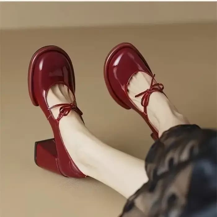 Escarpins Rouges Confortables à Talons Épais pour Femme