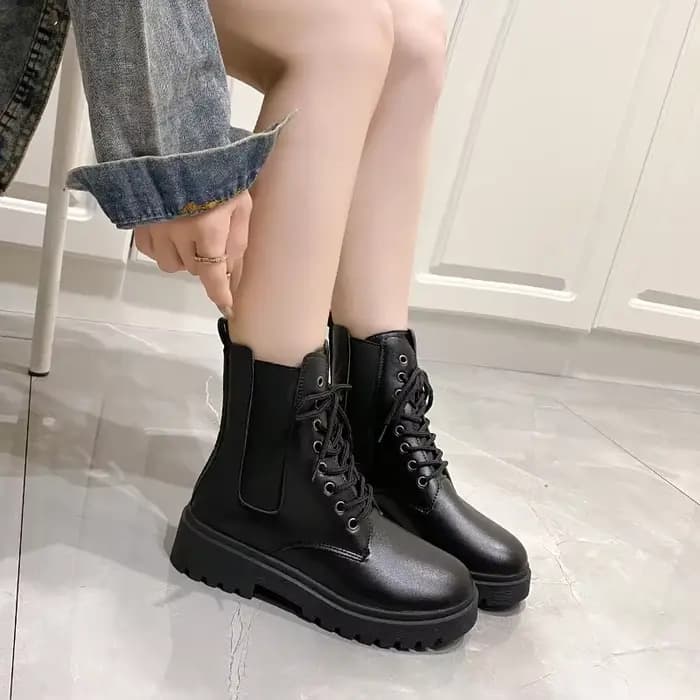 Chaussures de moto à bout rond et talon épais