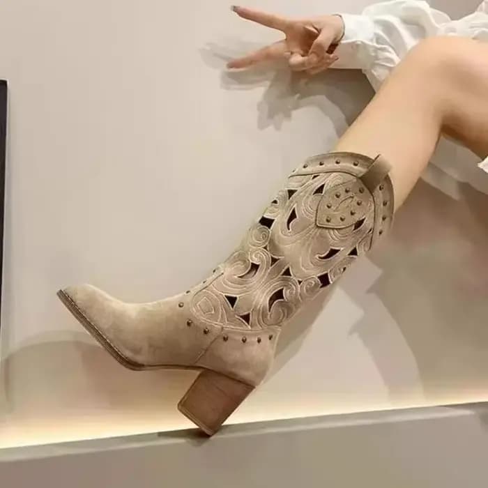 Bottes de cowboy en cuir PU pour femmes