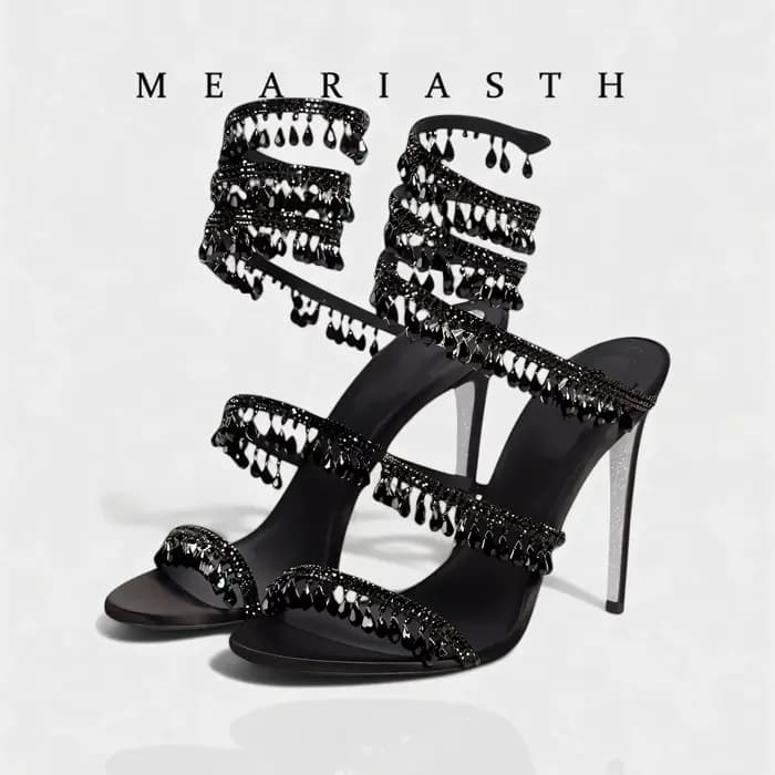 Sandales gladiateur à talons hauts noires pour femmes