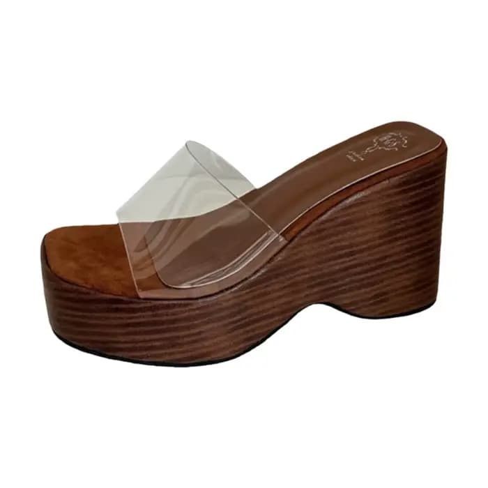 Sandales sexy pour femmes à talon haut effet bois
