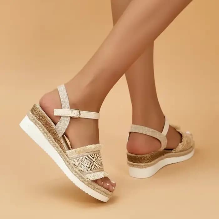 Sandales à l'offre elles compensées style bohème pour femmes, chaussures d'été décontractées et légères, de haute qualité, 2023