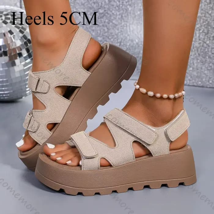 Comemore – sandales rétro pour femmes, chaussures d'été à talons hauts et plateforme à bout ouvert de 5CM, chaussures décontractées pour dames, Sandalias Femininas