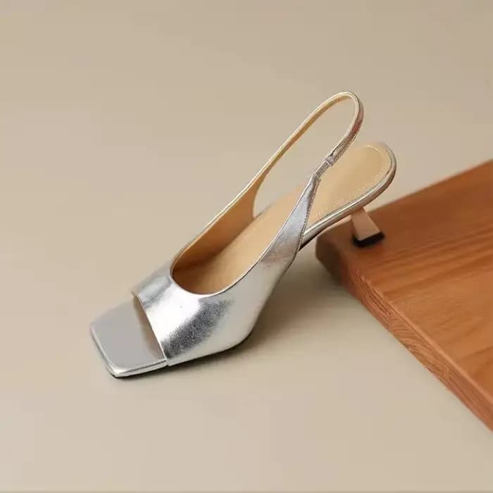 Sandales à talons hauts en cuir à bout carré et ouvert, fines et élégantes, style français, pour femme, été, pour les occasions mondaines