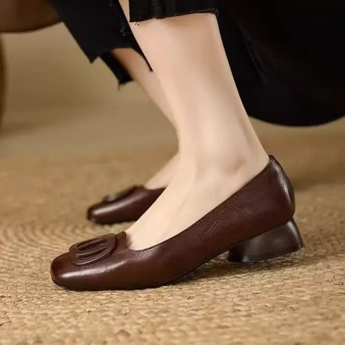 Escarpins à talon carré style français pour femme