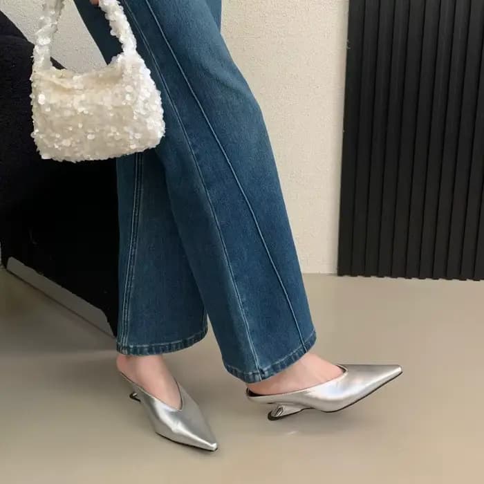 Mules en cuir véritable pour femme