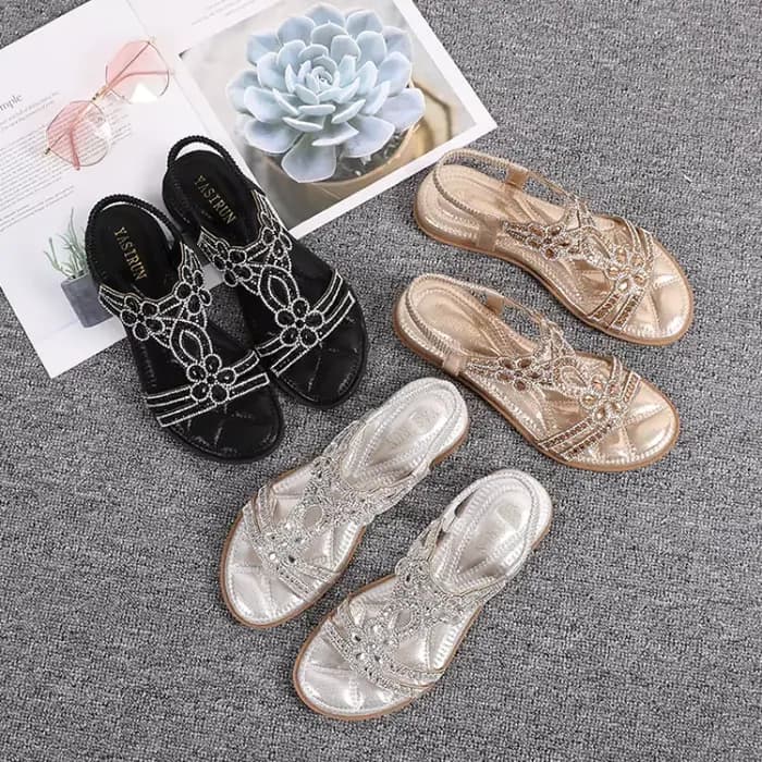 Femmes sandales plates strass