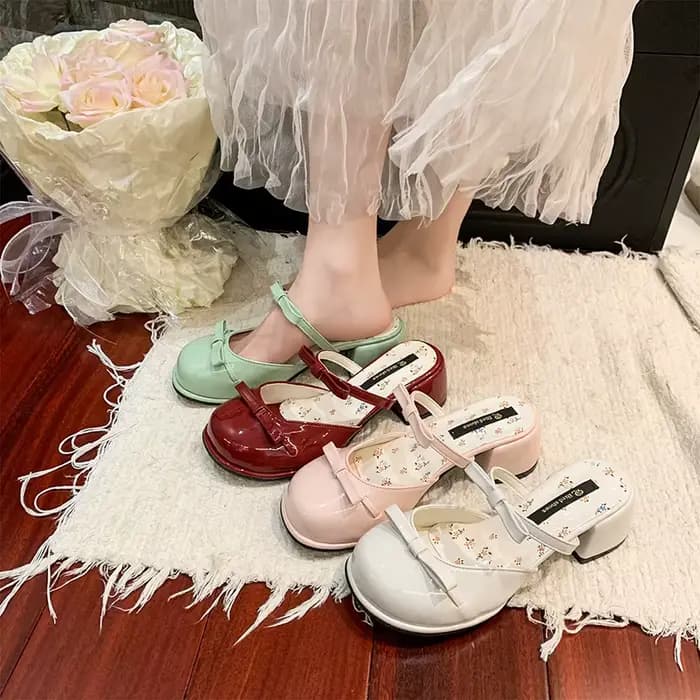 Bow Mary Jane Baotou sandales femmes 2025 été nouveau vêtement extérieur fée jupe mode bloc talon talons hauts