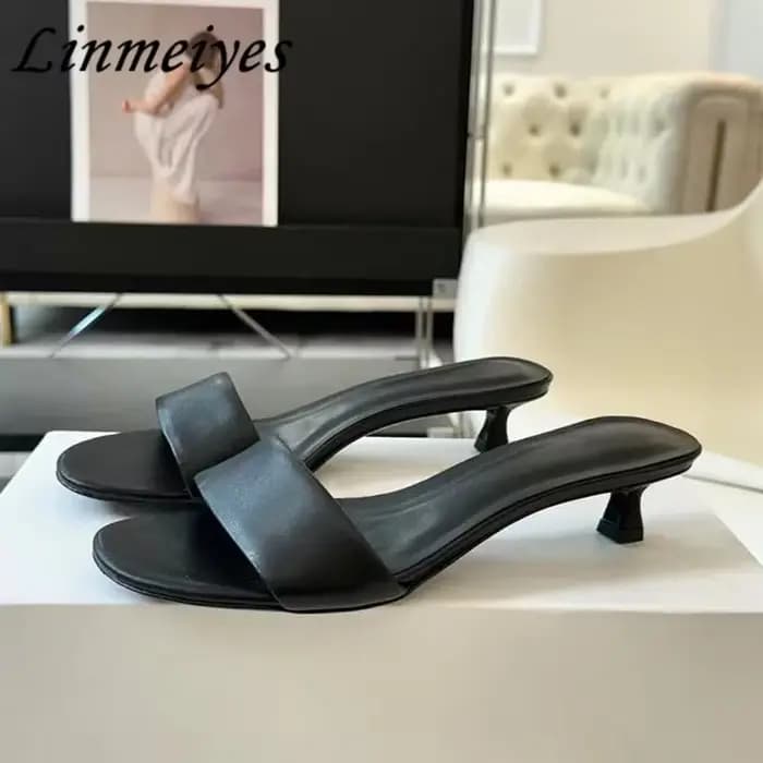 Pantoufles Peep Parker en cuir véritable pour femmes