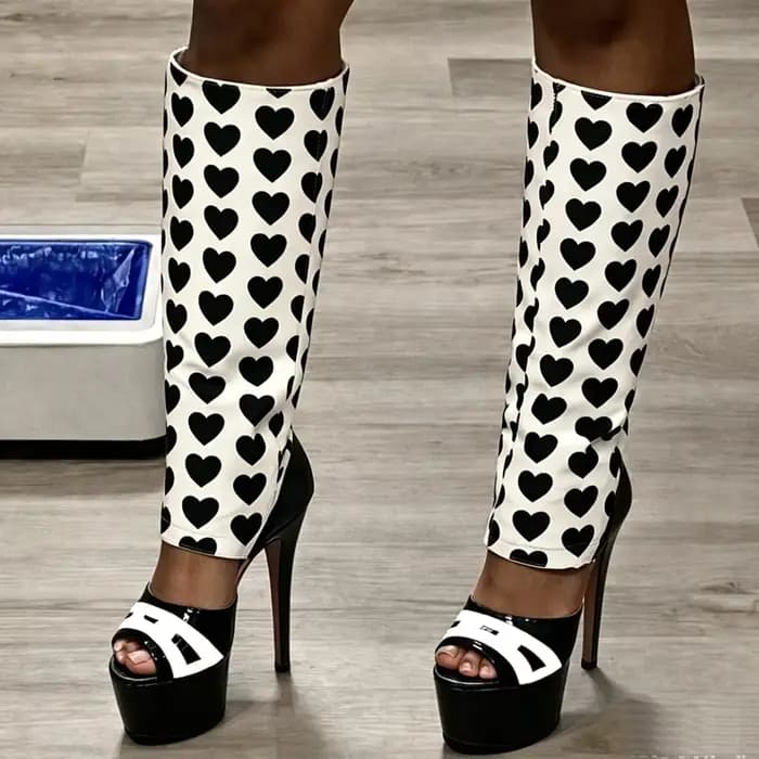 Bottes sandales noires à couleurs mélangées
