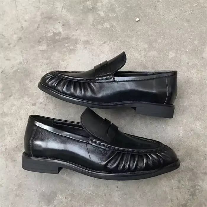 Nouvelles chaussures plates rétro françaises en cuir de veau pur fait à la main