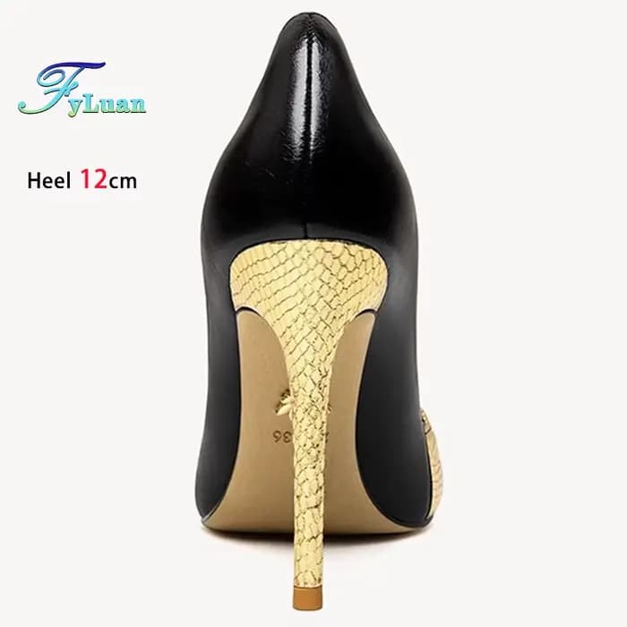 2025 noir doré talons hauts 12 cm 10 cm 8 cm chaussures pour femmes talons fins tête pointue dames pompes bouche peu profonde Stiletto chaussures de fête