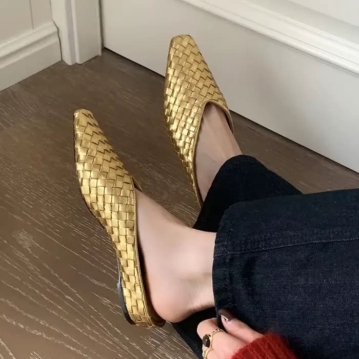 Mules pour femmes en cuir naturel