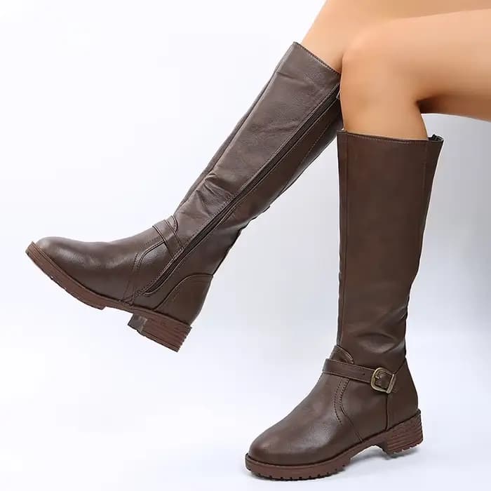 Bottes hautes au genou marron vintage pour femmes