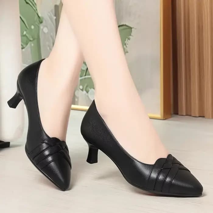 Escarpins en cuir souple respirant à bout pointu et décolleté de 5 cm pour femme, collection automne 2026, talons chaton moyens, idéals pour le bureau et la vie quotidienne