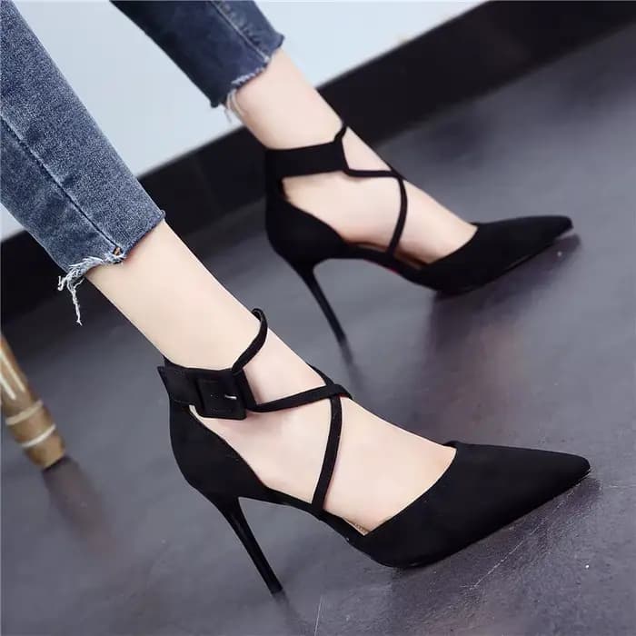 Sandale petit talon sandales Sexy femme élégante chaussures à talons mode Chic Point chaud noir rose